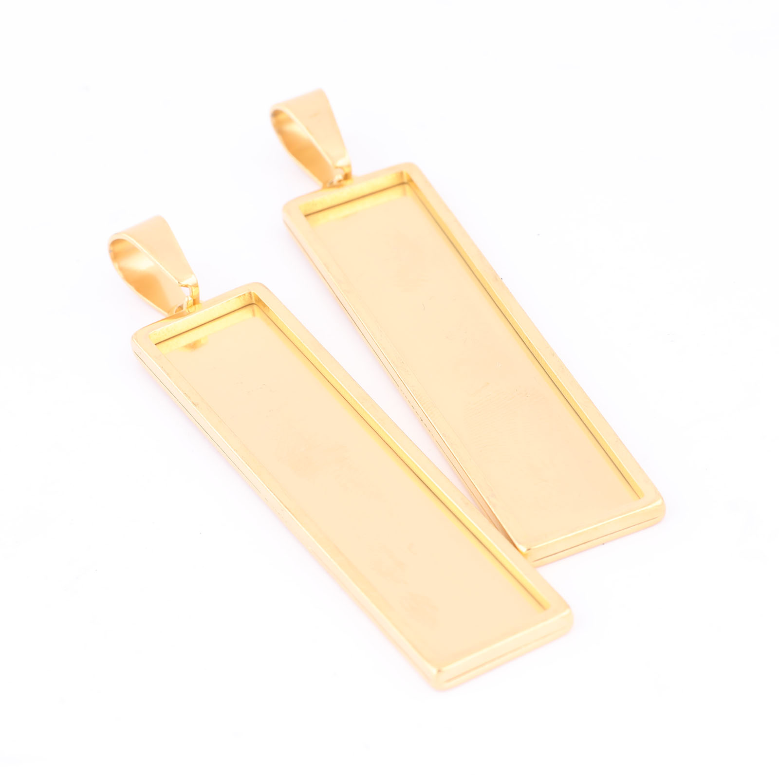 Bezels Set Pendant - Colgante de cabujón rectangular de acero