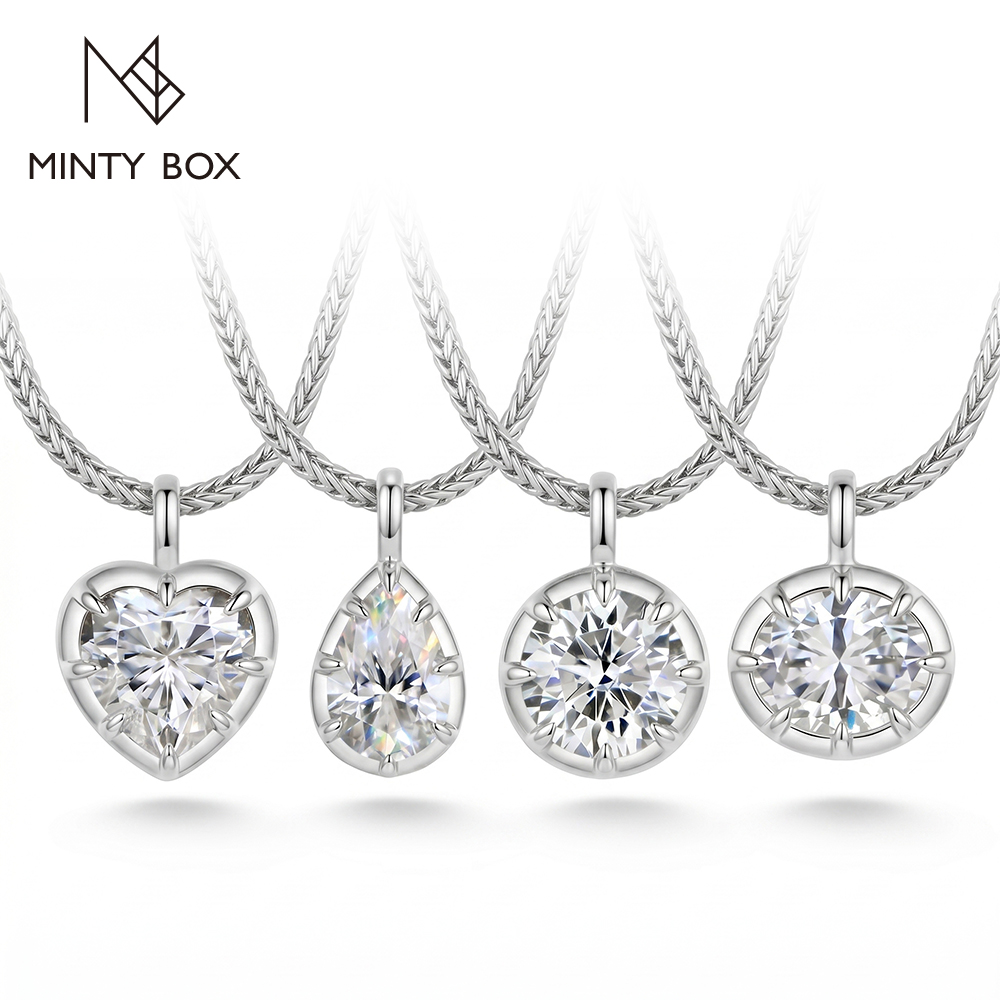 Bezels Set Pendant - MINTYBOX Colección de Colgantes de Moissanita